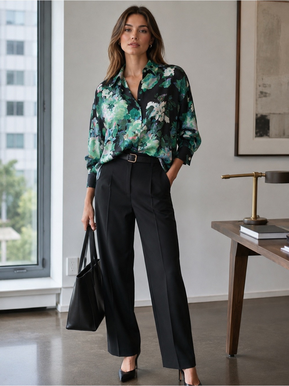ZARA Floral Button Front Blouse XS Office Career Romantic Print